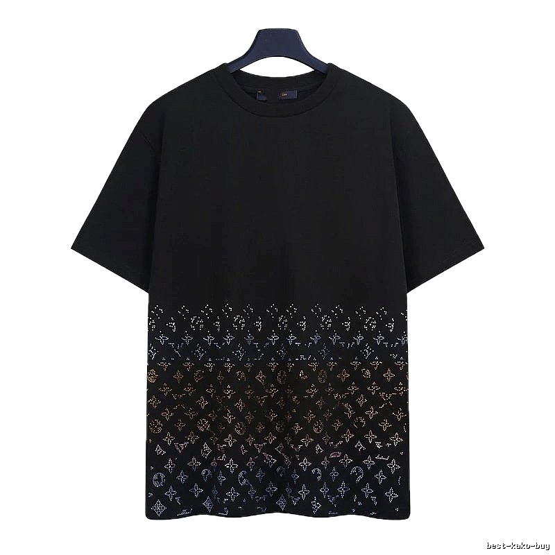 Louis Vuitton Gradient Monogram Street-style Black T-Shirt