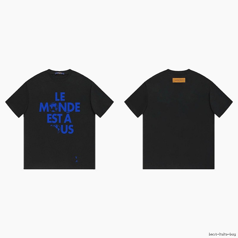 Louis Vuitton Letter Print Cool Trendy Style Black T-shirt