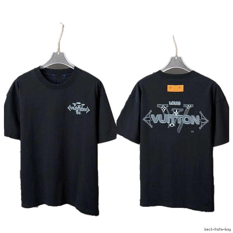 Louis Vuitton Letter Print Streetwear Style Black T-Shirt