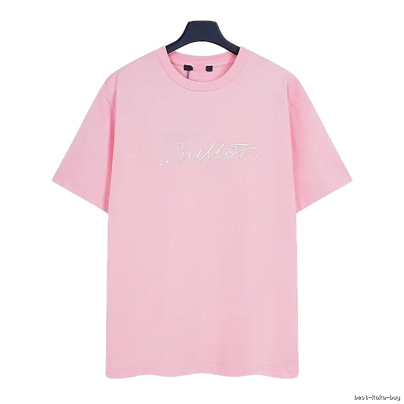 Louis Vuitton Minimalist Style Embroidered Pink T-Shirt