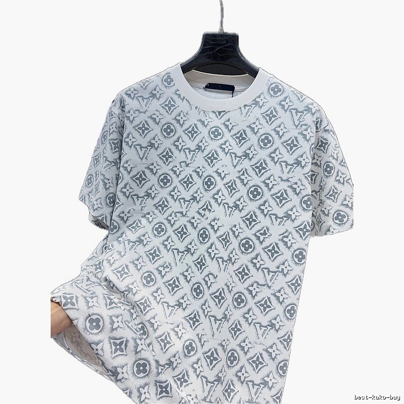 Louis Vuitton Monogram Light Luxury Style White and Gray Short-sleeve T-shirt