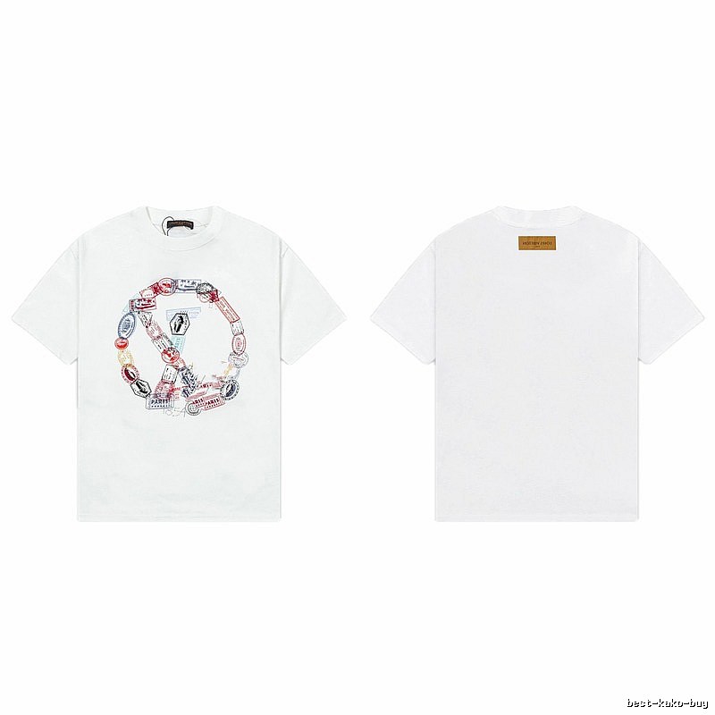 Louis Vuitton Postmark Print Vintage Style White T-Shirt