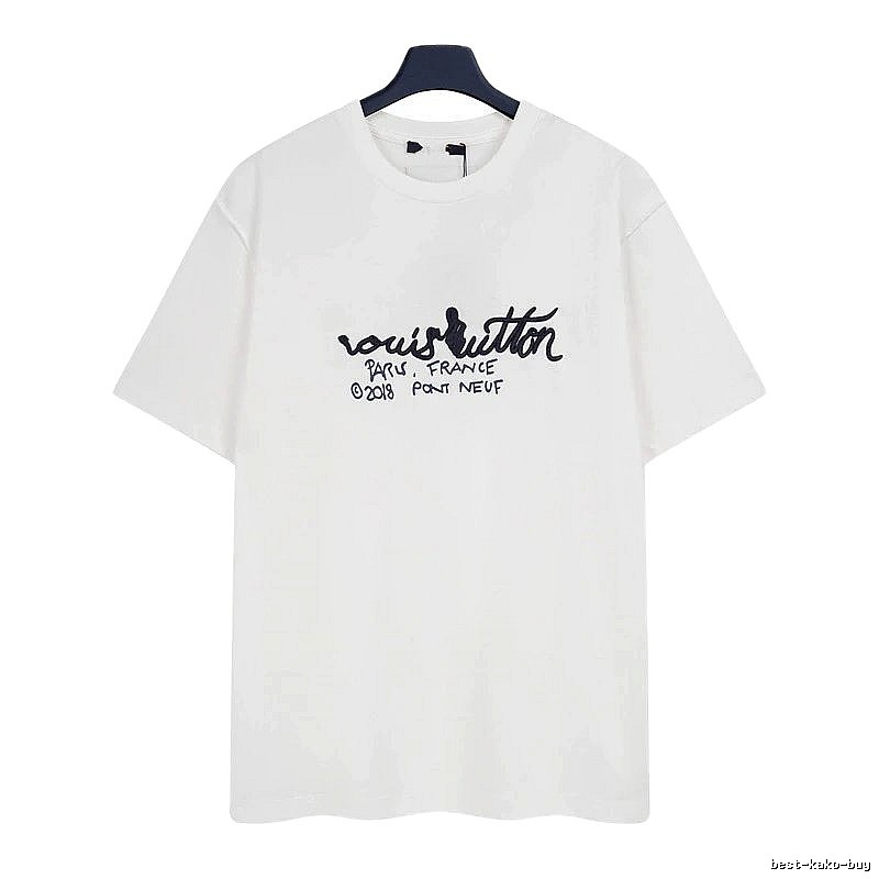 Louis Vuitton Signature Embroidered Casual White T-Shirt