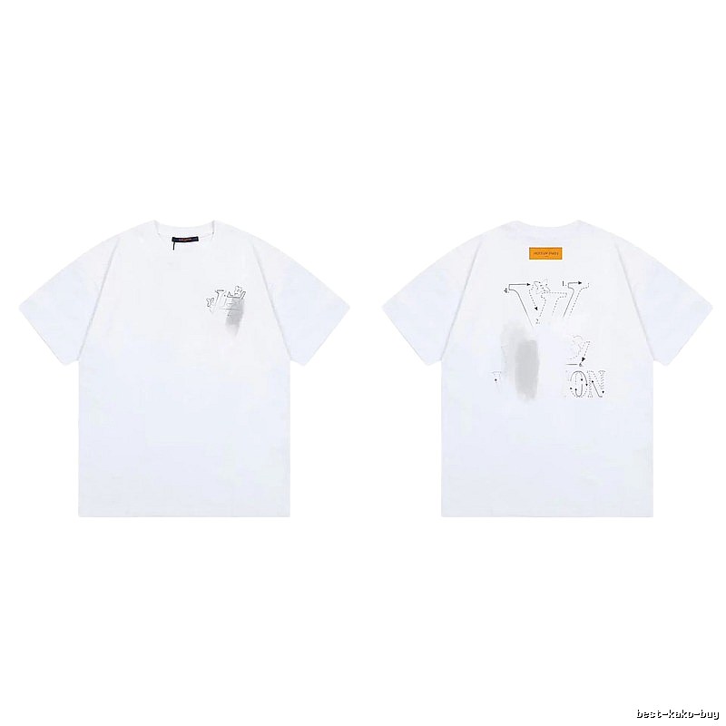 Louis Vuitton Trendy Line-drawing Style White Short-sleeve T-shirt