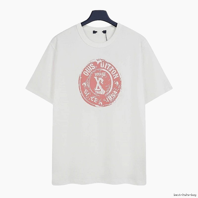 Louis Vuitton Vintage-style White T-Shirt with Stamp