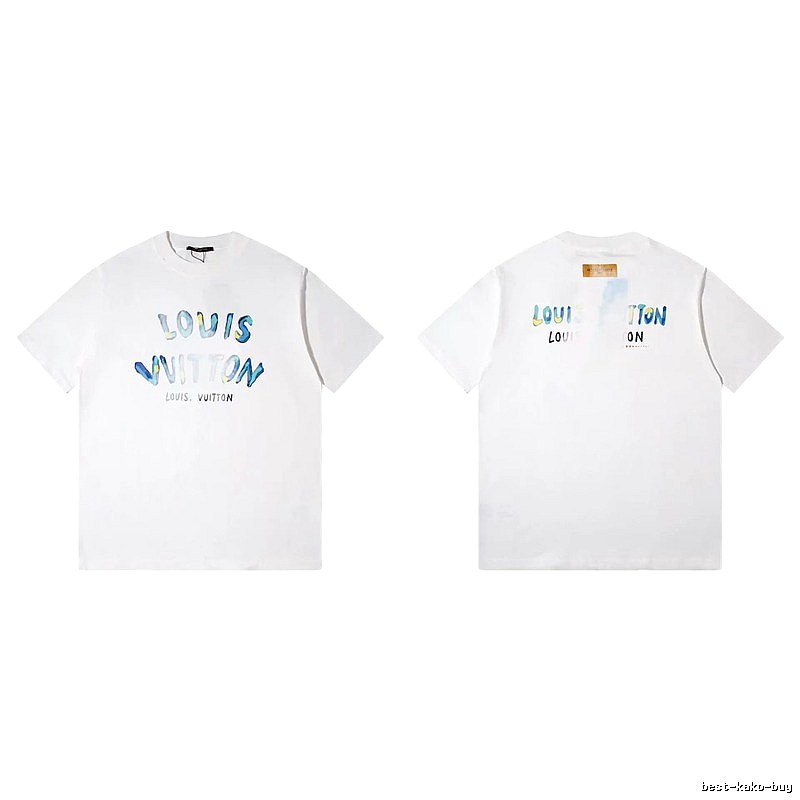 Louis Vuitton Watercolor Graffiti Style White T-Shirt