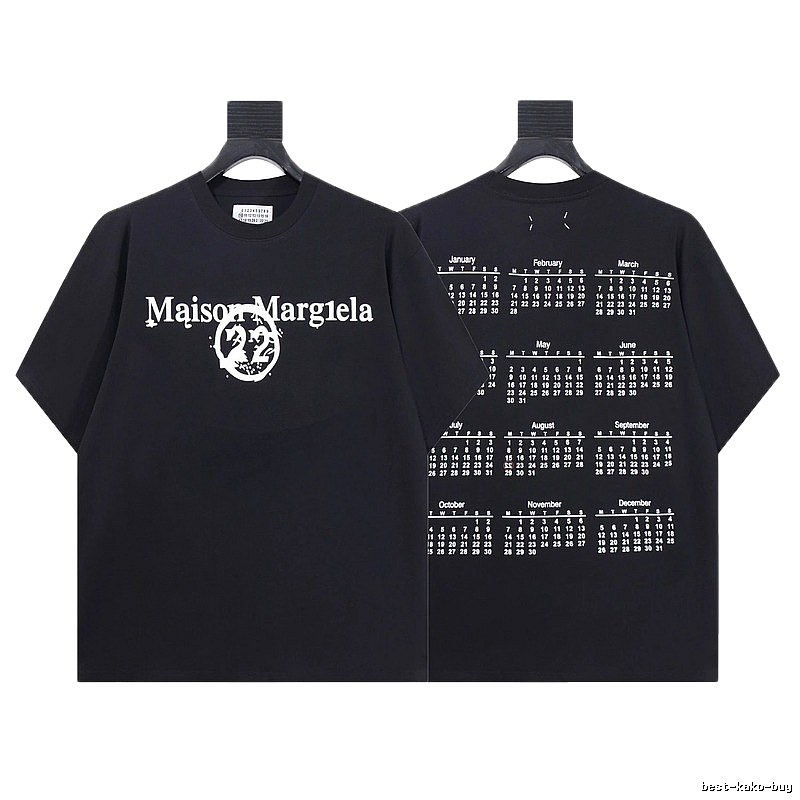 Maison Margiela Calendar Print Trendy Cool Black T-Shirt