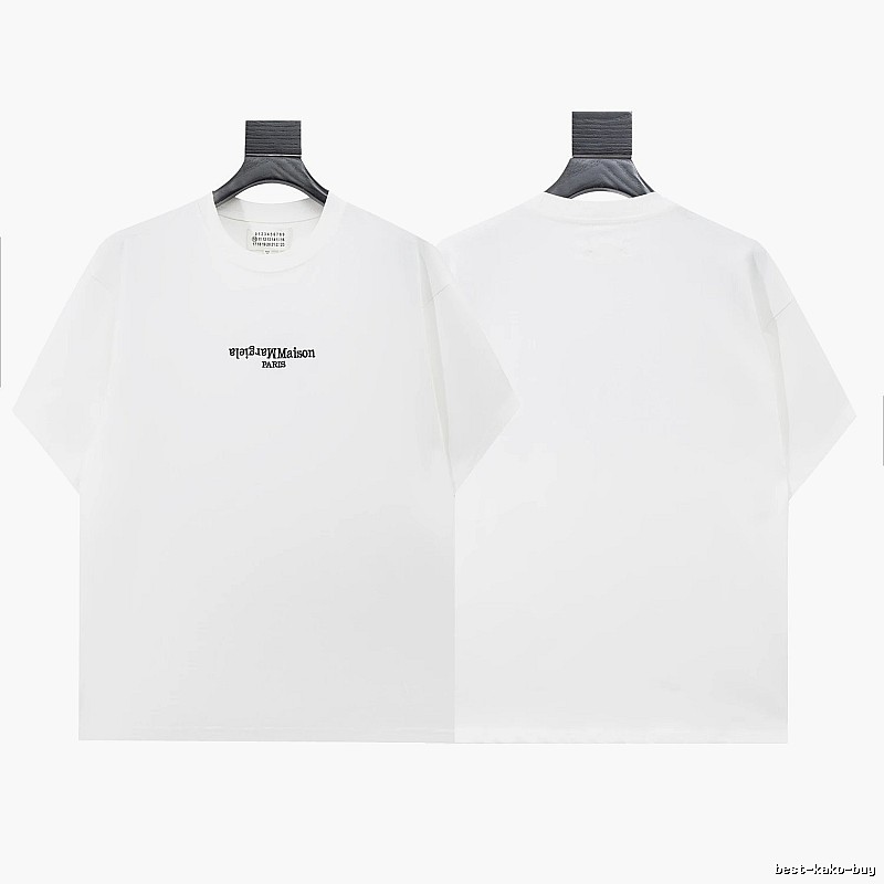 Maison Margiela Reverse Embroidered Minimalist Style White T-Shirt
