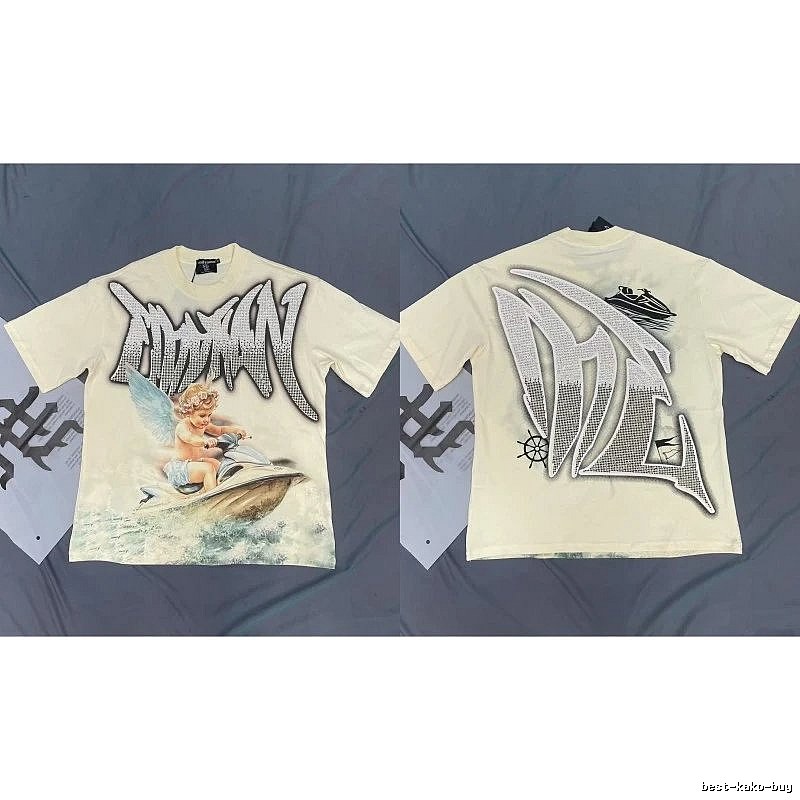 Mixed Emotion Off-white Street-style Angel Print T-shirt