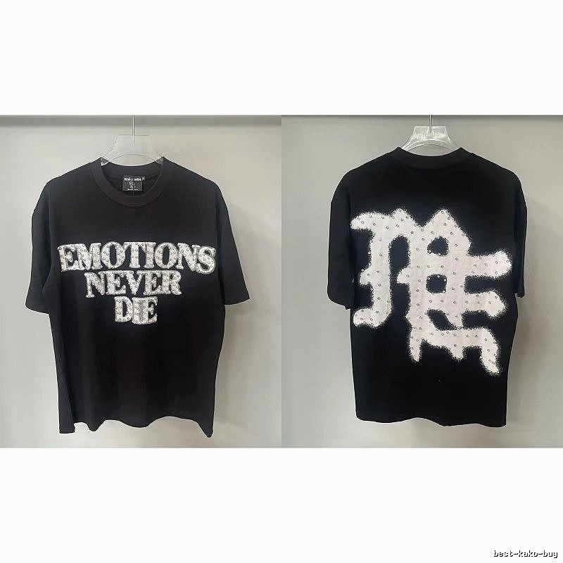Mixed Emotion Rhinestone Street Style Black Short-sleeve T-shirt