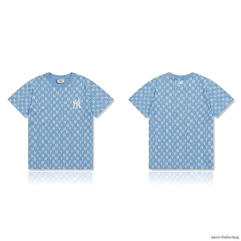 MLB full - print style light blue T - shirt