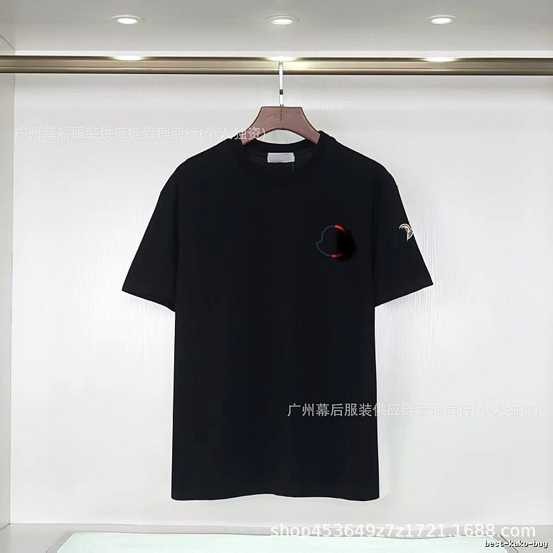 Moncler Embroidered Casual Black Short-sleeve T-shirt