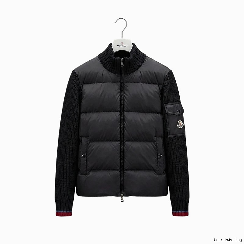 Moncler knitted and spliced black down jacket