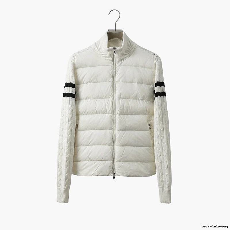Moncler knitted and spliced windproof white down jacket