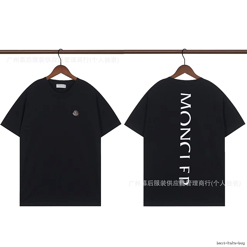 Moncler Letter Print Casual Style Black T-Shirt
