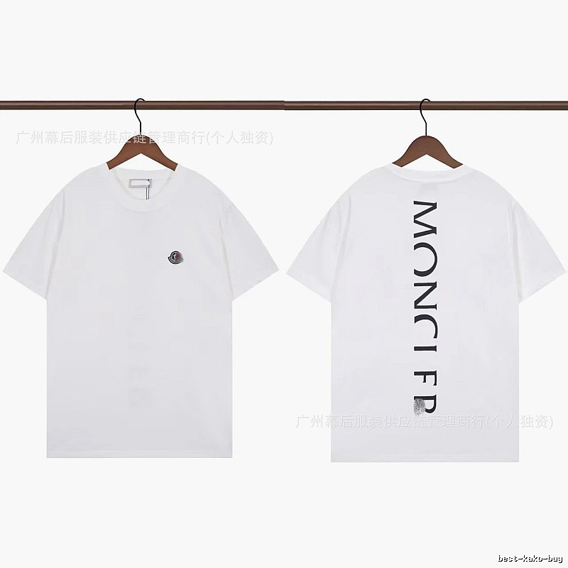 Moncler Letter Print Trendy Style White T-Shirt