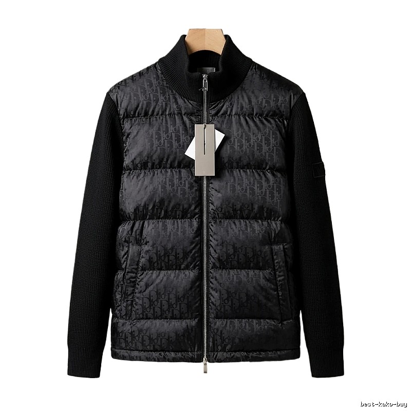 Moncler letter - printed black down jacket
