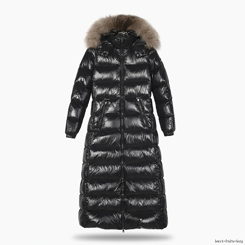 Moncler long shiny black down jacket