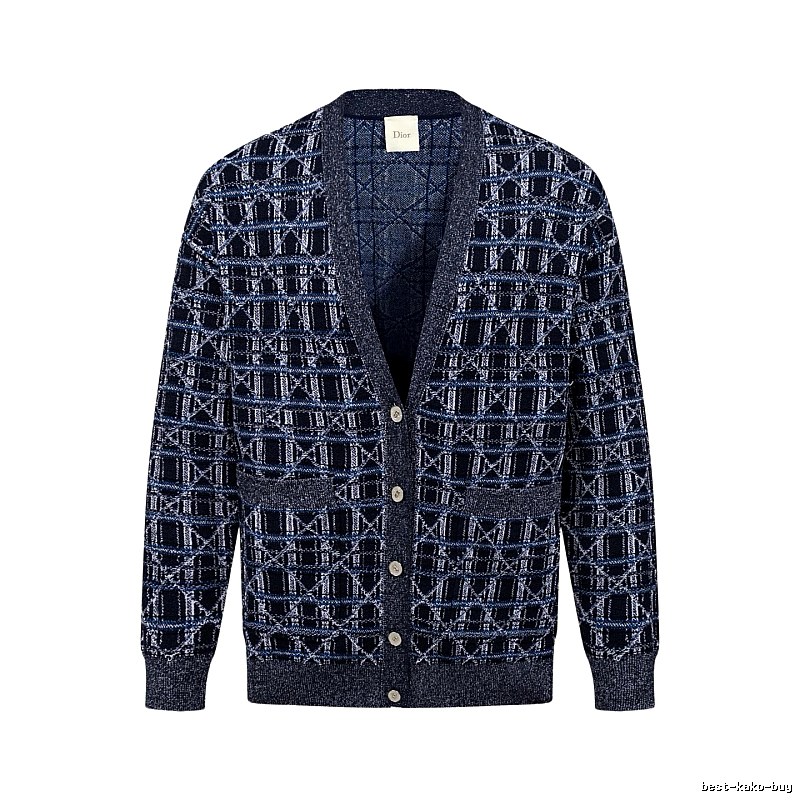 Navy Dior Button-front Cardigan for Layered Winter Looks