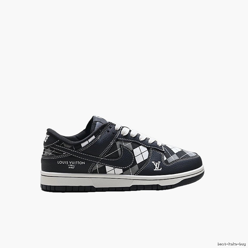 Nike LV co-branded black and white checkered sports shoes