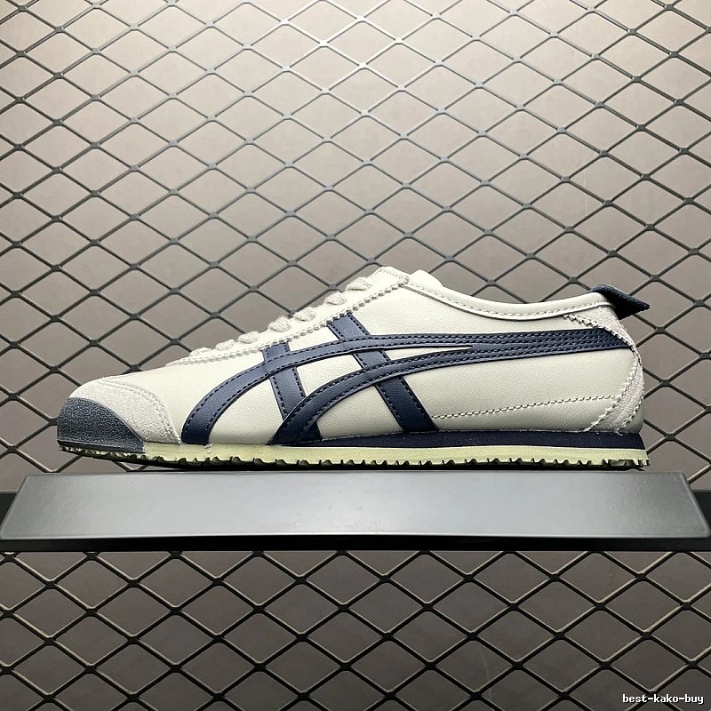 Onitsuka Tiger Low-Top Sneakers, White and Navy and Retro Court Shape