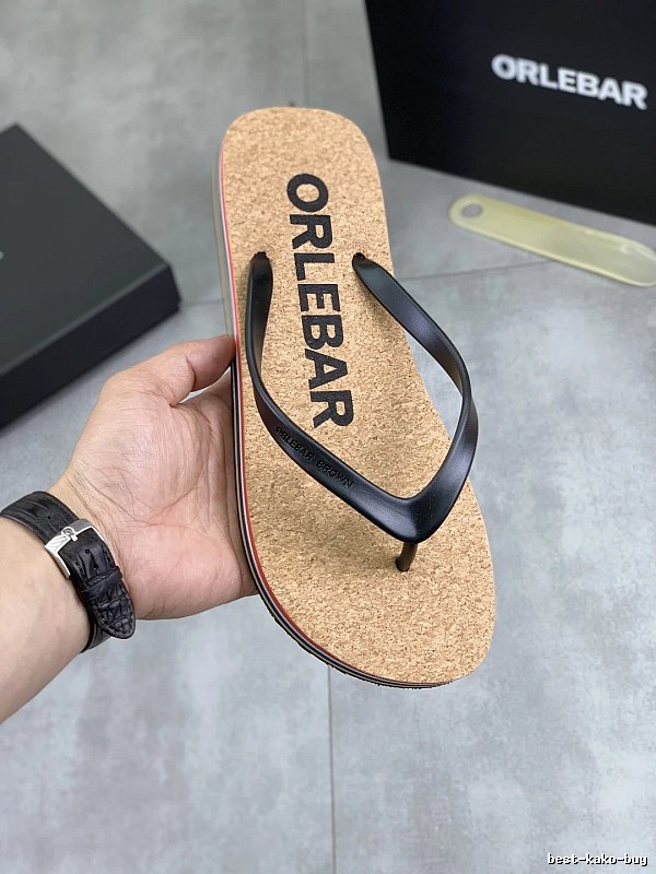 ORLEBAR BROWN Casual Style Natural Black Wooden Flip-flops
