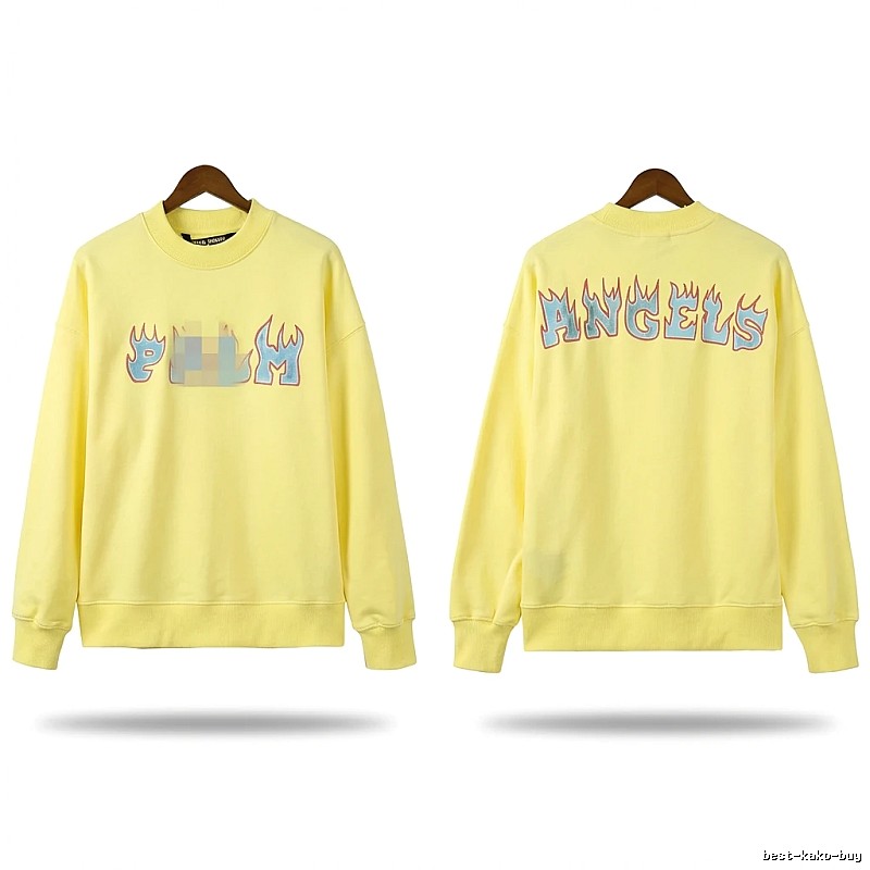 Palm Angels Flame Trendy Brand Yellow Sweatshirt