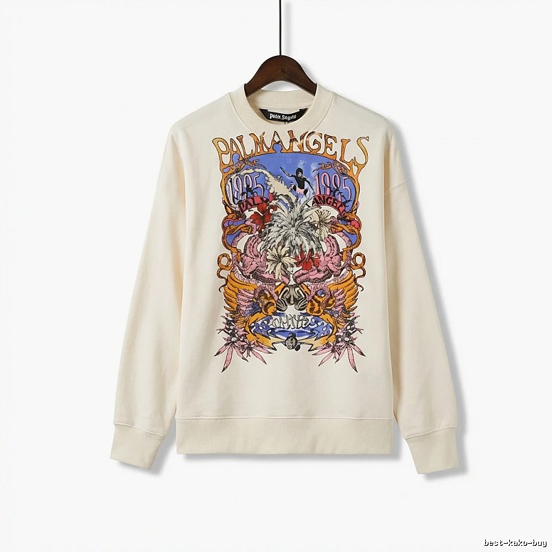 Palm Angels Retro Style Off-white Sweatshirt
