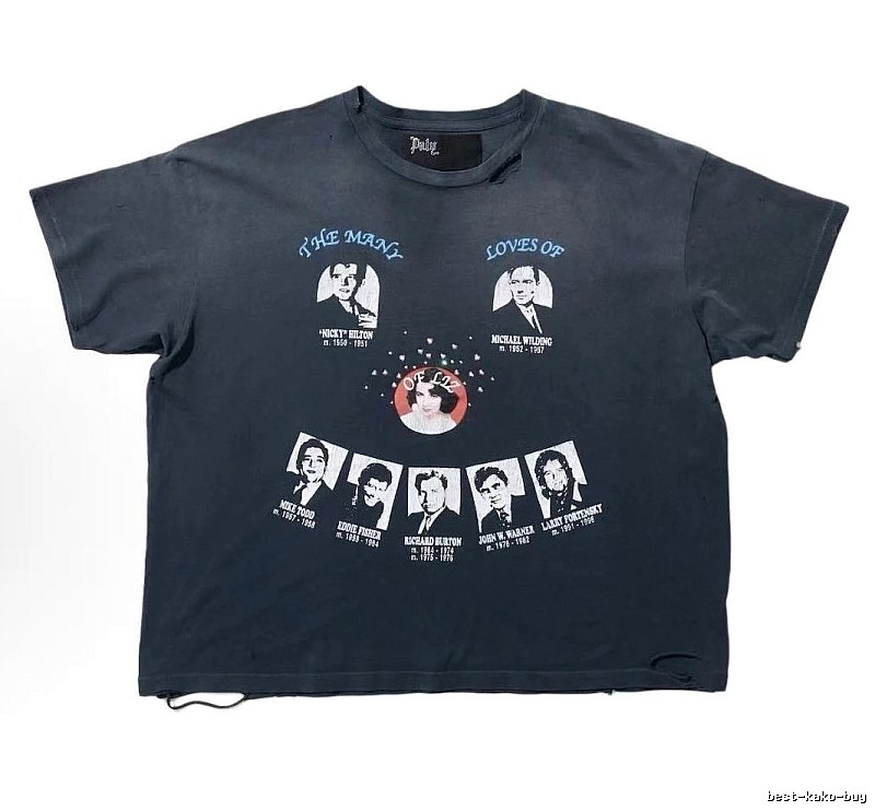 Paly Hollywood Portrait Print Vintage Charcoal Black T-Shirt