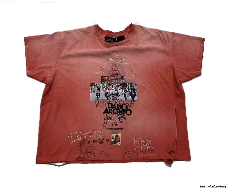 Paly Hollywood Vintage Distressed Dirty Orange Printed T-Shirt