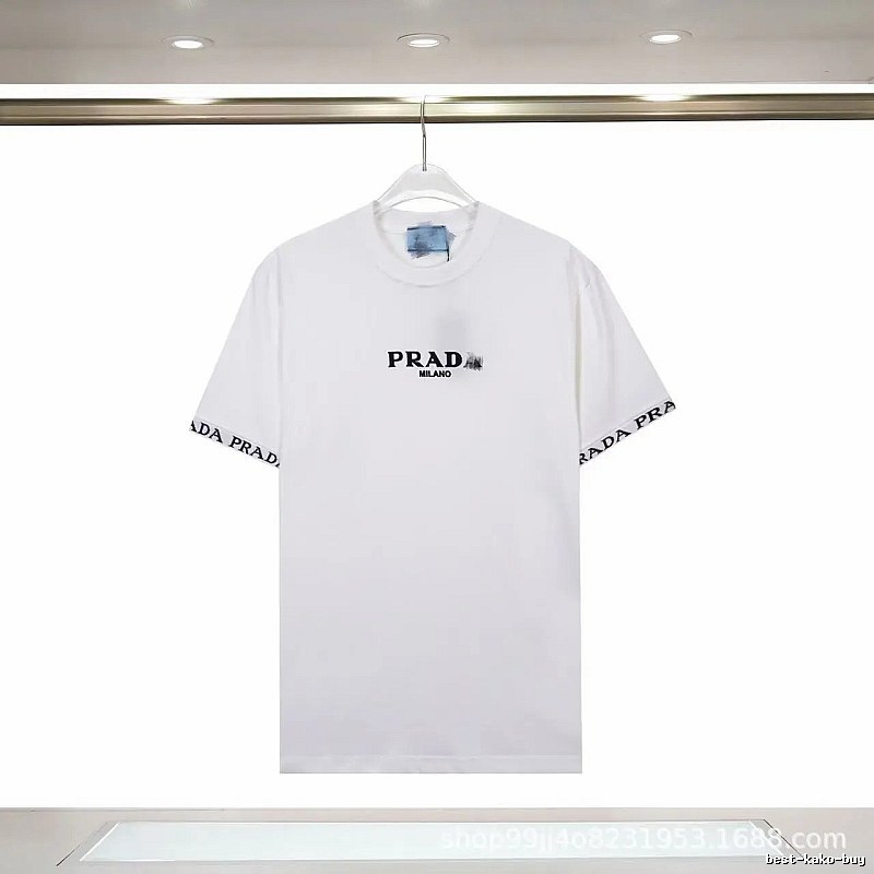 Prada Classic Webbing Minimalist Style White T-Shirt