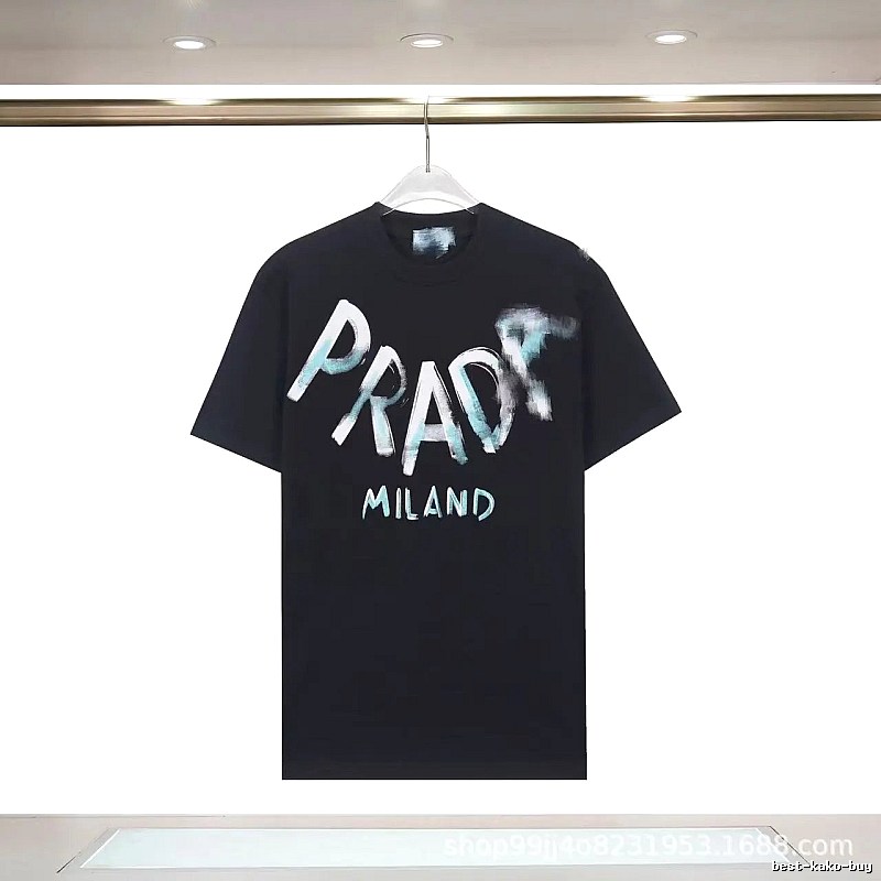Prada Graffiti Collection Trendy Style Black Short-sleeve T-shirt
