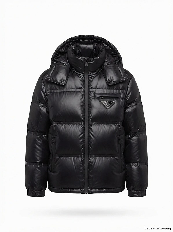 Prada triangle logo black down jacket