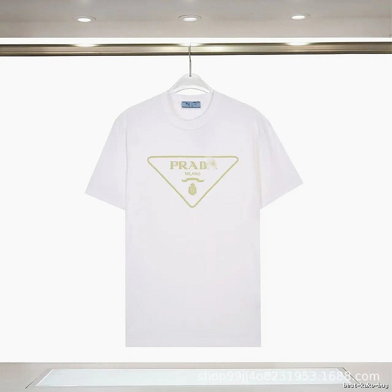 Prada Triangle Logo Casual Style White Short-sleeve T-shirt