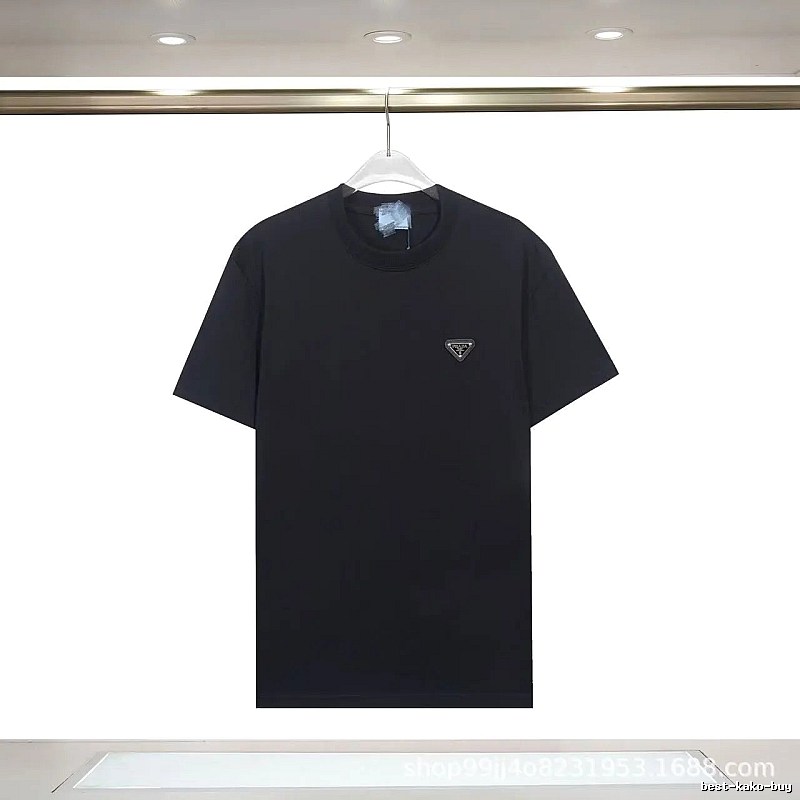 Prada Triangle-Logo Minimalist Black T-Shirt