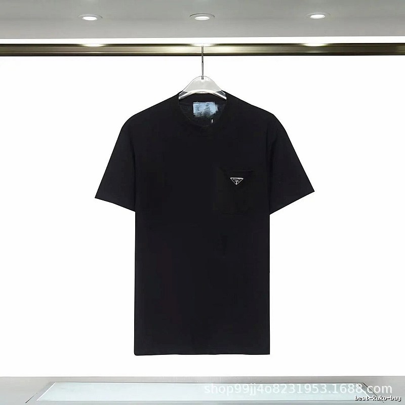 Prada Triangle Logo Minimalist Style Black Short-sleeve T-shirt