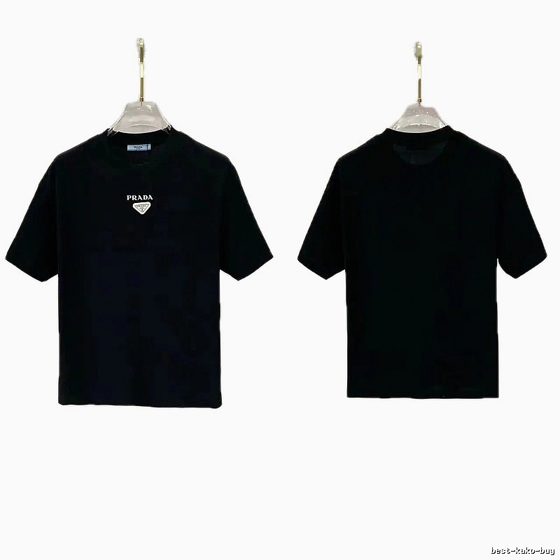 Prada Triangle Logo Minimalist Style Black Short-sleeve T-shirt