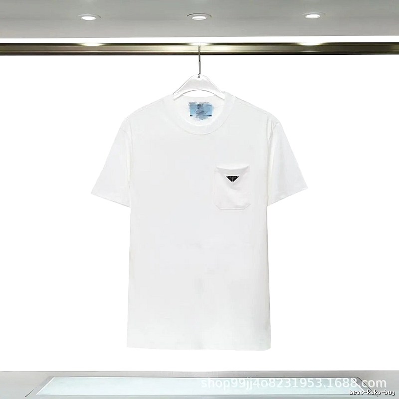 Prada Triangle Logo Minimalist Style White Short-sleeve T-shirt