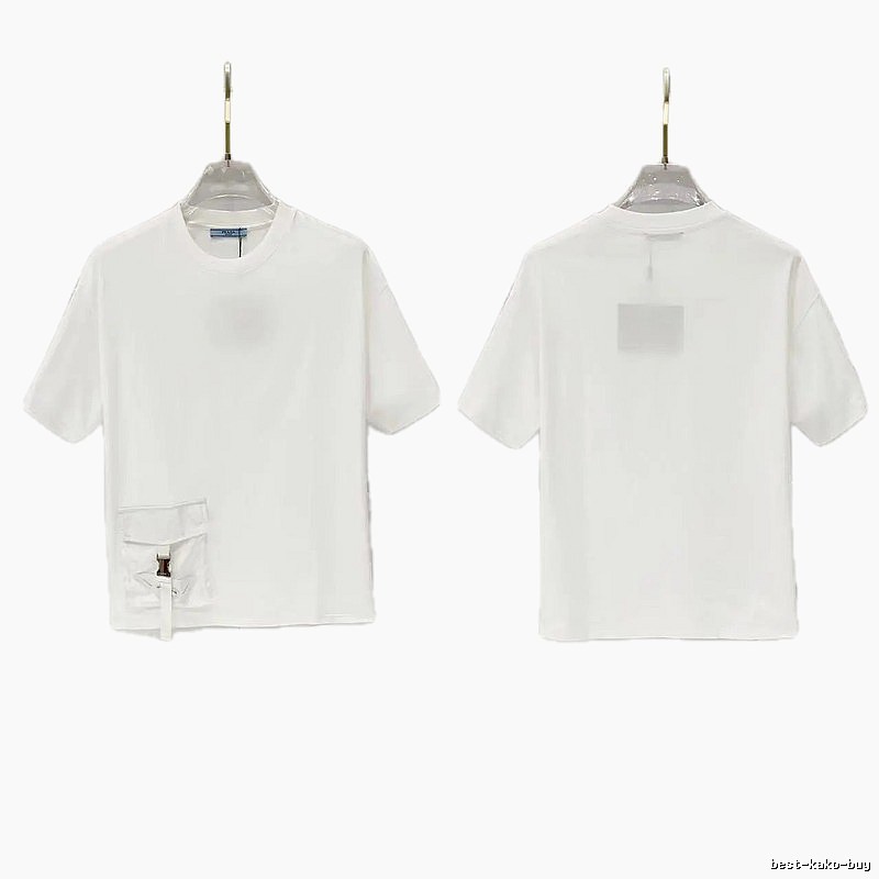 Prada Triangle Logo Minimalist Style White Short-sleeve T-shirt