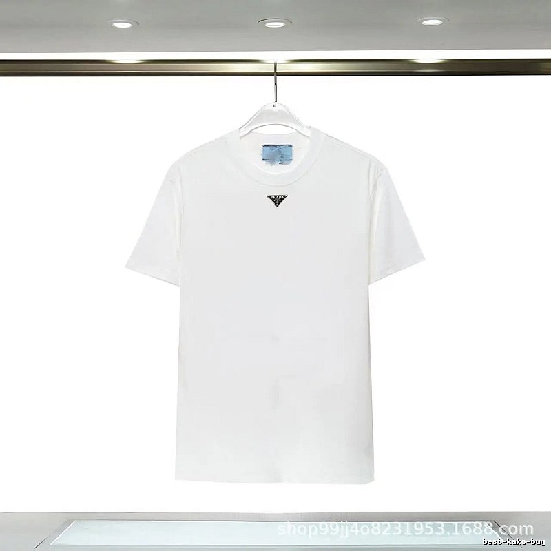 Prada Triangle Logo Minimalist Style White T-Shirt