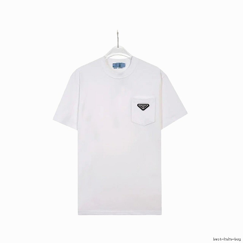 Prada Triangle Logo Minimalist Style White T-Shirt