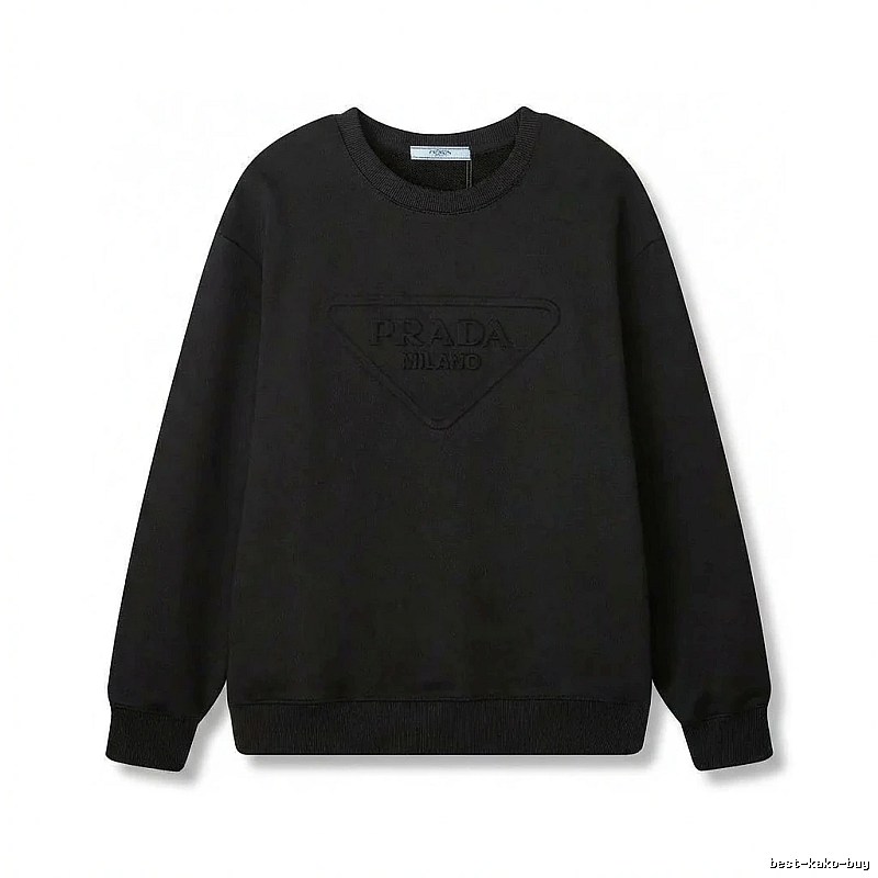 Prada triangular logo simple black sweatshirt