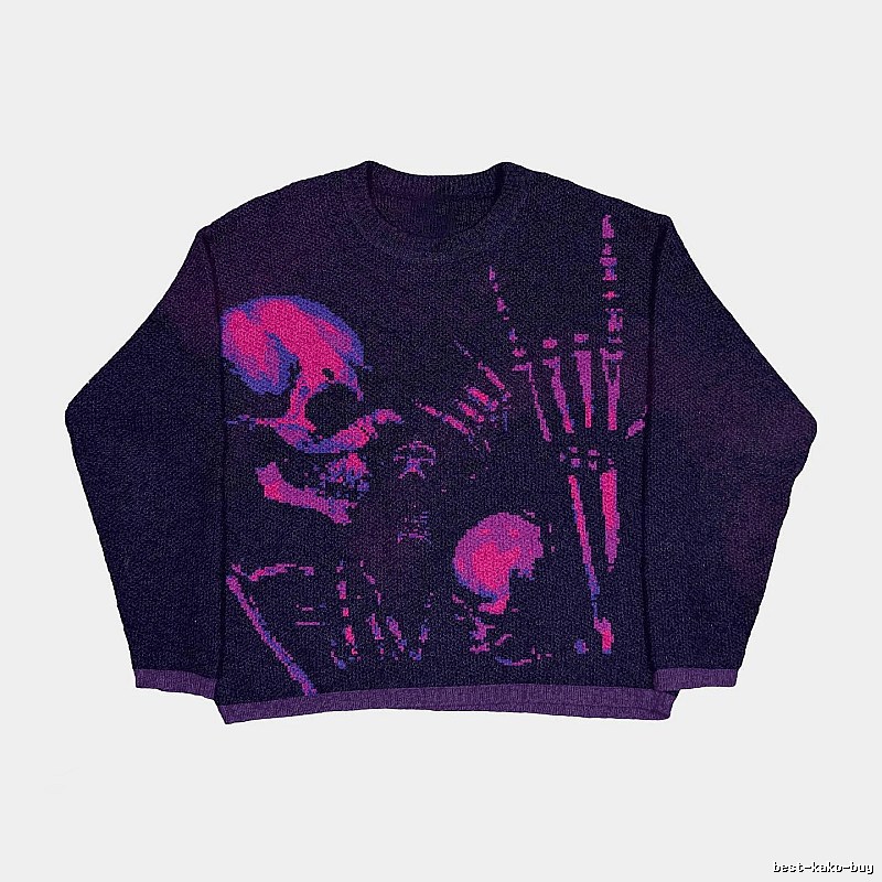 Premium Style Anime graphic sweater Black Knit Top for Resort Outfits