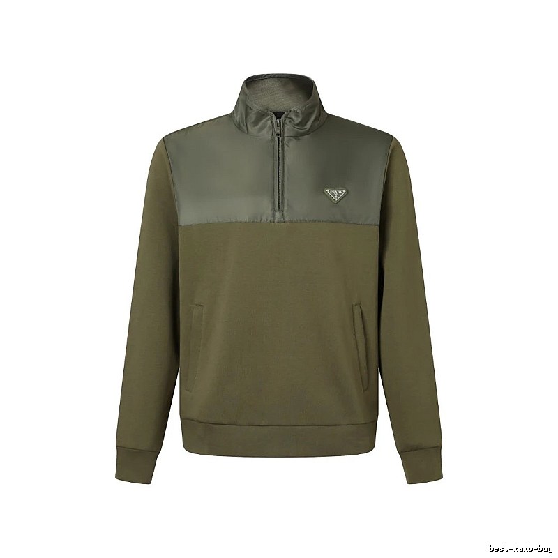 Quarter Zip Sweatshirt by Prada with Olive Quarter Zip Sweatshirt with