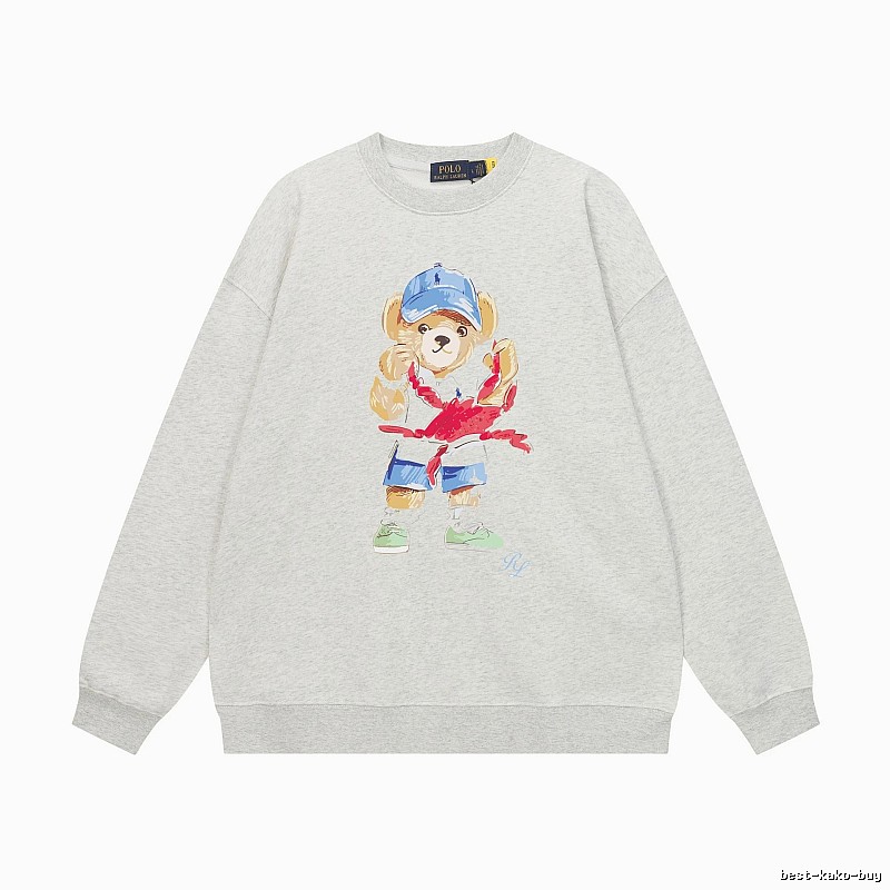 Ralph Lauren cartoon bear light gray sweatshirt