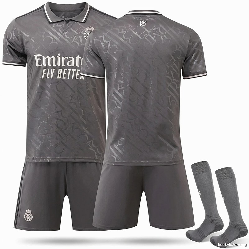 Real Madrid's dark pattern style gray jersey