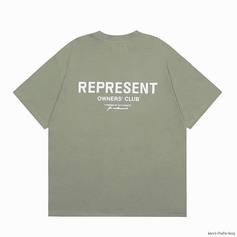 Represent Army Green Style 868 Owners Club T-Shirt Signature Detail Logo