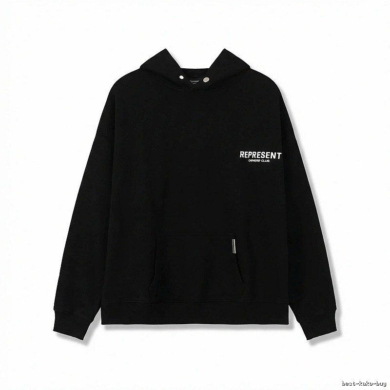 REPRESENT Minimalist Style Black Hoodie