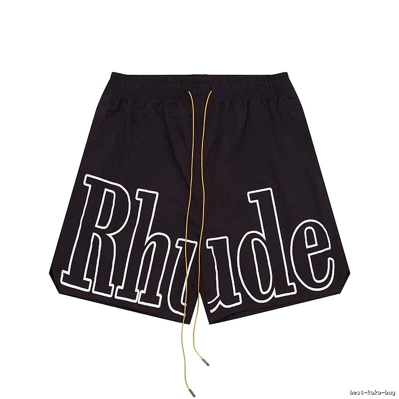RHUDE letter-style black shorts