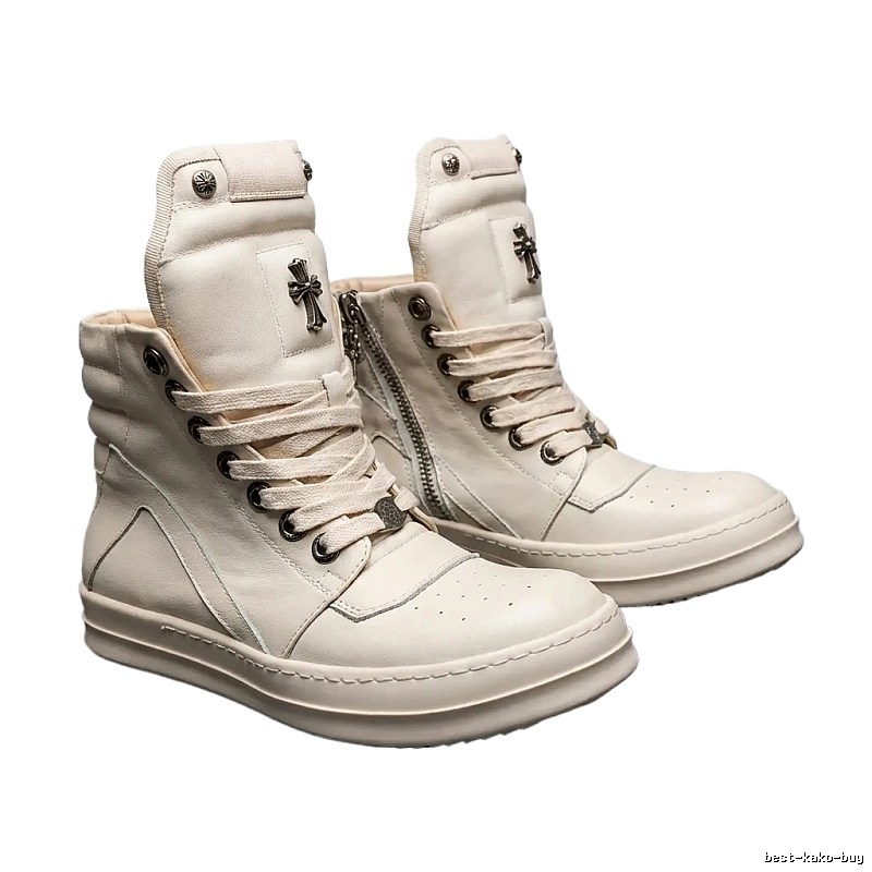Rick Owens dark style off-white high-top shoes
